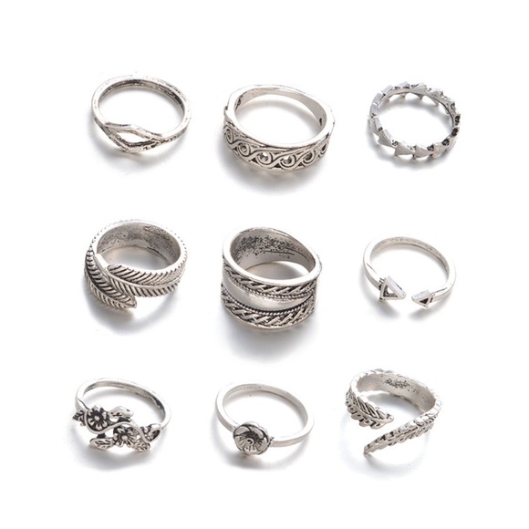 **PEPPA* 9-Pc Anti-Silver Style Fashion Ring Set - Picture 6 of 7